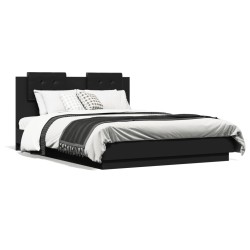 vidaXL Estructura cama con cabecero madera ingeniería negro 120x190 cm