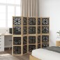 vidaXL Biombo separador 5 paneles madera maciza Paulownia marrón negro vidaXL Biombo separador 5 paneles madera maciza Paulownia marrón negro
