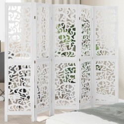 vidaXL Biombo separador de 5 paneles madera maciza Paulownia blanco