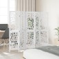 vidaXL Biombo separador de 5 paneles madera maciza Paulownia blanco vidaXL Biombo separador de 5 paneles madera maciza Paulownia blanco
