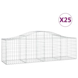 vidaXL Cestas de gaviones 25 uds forma de arco hierro 200x50x60/80 cm