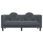 vidaXL Sofá con cojines 2 plazas terciopelo gris oscuro vidaXL Sofá con cojines 2 plazas terciopelo gris oscuro