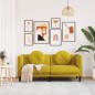 vidaXL Sofá con cojines 2 plazas terciopelo amarillo vidaXL Sofá con cojines 2 plazas terciopelo amarillo