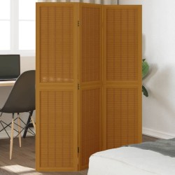 vidaXL Biombo separador de 3 paneles madera maciza paulownia marrón