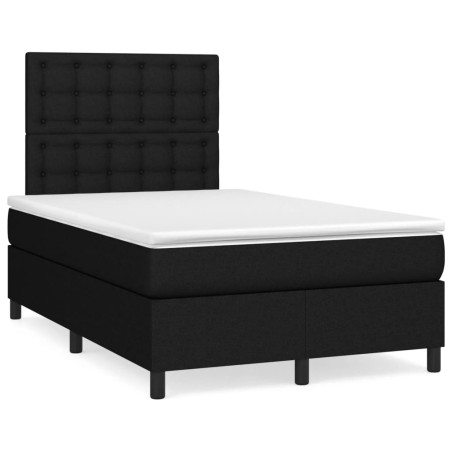 vidaXL Cama box spring con colchón y luces LED tela negro 120x190 cm