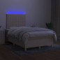 vidaXL Cama box spring con colchón y luces LED tela crema 120x190 cm vidaXL Cama box spring con colchón y luces LED tela crema 120x190 cm