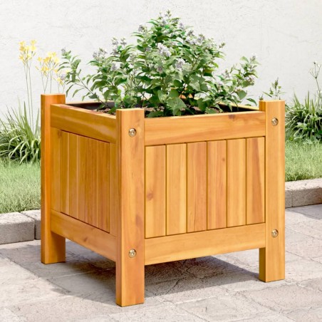 vidaXL Jardinera con forro madera maciza de acacia 31x31x30 cm