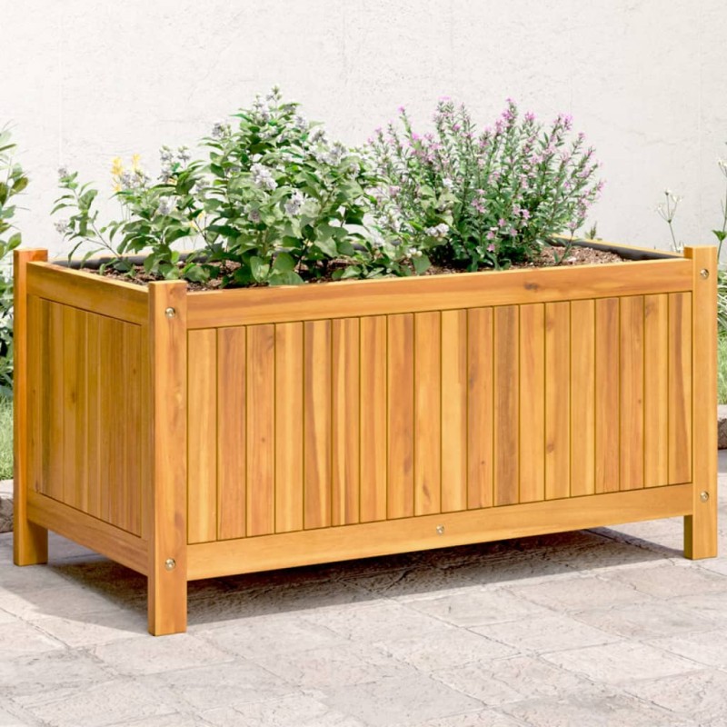 vidaXL Jardinera con forro madera maciza de acacia 80x42x40 cm vidaXL Jardinera con forro madera maciza de acacia 80x42x40 cm