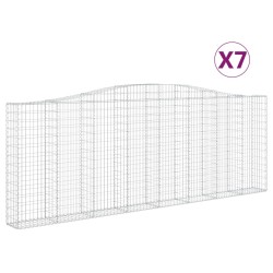 vidaXL Cestas gaviones 7 uds forma de arco hierro 400x30x140/160 cm