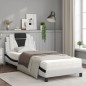 vidaXL Cama con colchón cuero sintético blanco y negro 90x190 cm vidaXL Cama con colchón cuero sintético blanco y negro 90x190 cm