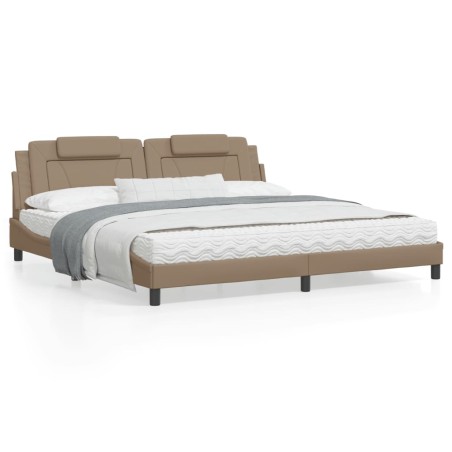 vidaXL Cama con colchón cuero sintético capuchino 200x200 cm
