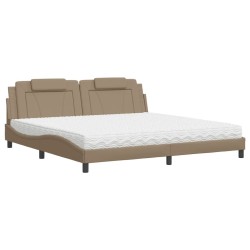 vidaXL Cama con colchón cuero sintético capuchino 200x200 cm