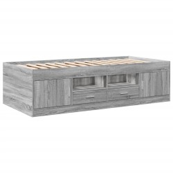 vidaXL Tumbona con cajones madera ingeniería gris Sonoma 90x200 cm