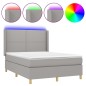 vidaXL Cama box spring colchón y luces LED tela gris claro 140x200 cm vidaXL Cama box spring colchón y luces LED tela gris claro 140x200 cm