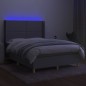 vidaXL Cama box spring colchón y luces LED tela gris claro 140x200 cm vidaXL Cama box spring colchón y luces LED tela gris claro 140x200 cm