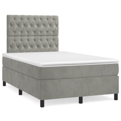 vidaXL Cama box spring con colchón terciopelo gris claro 120x190 cm