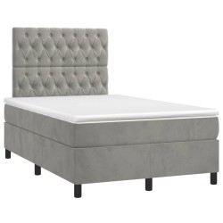 vidaXL Cama box spring con colchón terciopelo gris claro 120x190 cm