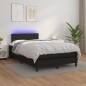 vidaXL Cama box spring con colchón LED cuero sintético negro 120x190cm vidaXL Cama box spring con colchón LED cuero sintético negro 120x190cm