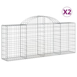 vidaXL Cestas de gaviones 2 uds forma de arco hierro 200x30x80/100 cm