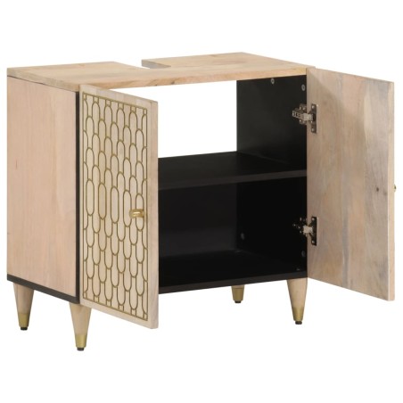 vidaXL Armario de lavabo para baño madera maciza de mango 62x33x58 cm