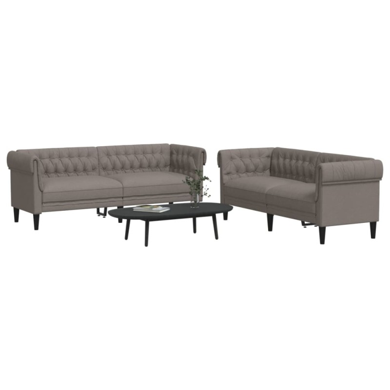 vidaXL Juego de sofás 2 piezas tela gris taupe vidaXL Juego de sofás 2 piezas tela gris taupe