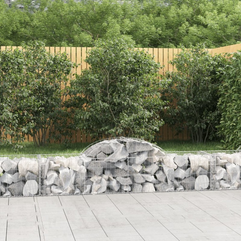 vidaXL Cestas de gaviones 7 uds forma de arco hierro 200x50x40/60 cm