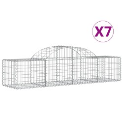 vidaXL Cestas de gaviones 7 uds forma de arco hierro 200x50x40/60 cm