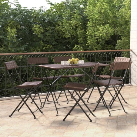 vidaXL Sillas cafetería plegables 6 uds acero y ratán sintético marrón
