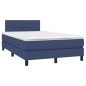 vidaXL Cama box spring con colchón y luces LED tela azul 120x190 cm vidaXL Cama box spring con colchón y luces LED tela azul 120x190 cm