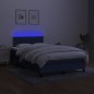 vidaXL Cama box spring con colchón y luces LED tela azul 120x190 cm vidaXL Cama box spring con colchón y luces LED tela azul 120x190 cm