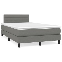 vidaXL Cama box spring con colchón y LED tela marrón oscuro 120x190 cm
