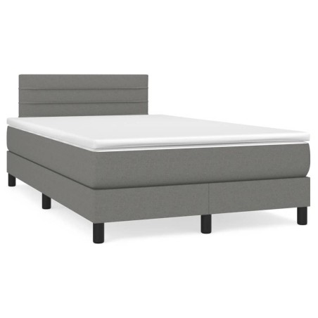 vidaXL Cama box spring con colchón y LED tela marrón oscuro 120x190 cm