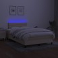 vidaXL Cama box spring con colchón y luces LED tela crema 120x190 cm