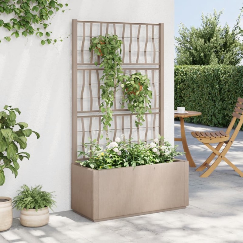vidaXL Jardinera con enrejado PP marrón claro 80x36x140 cm vidaXL Jardinera con enrejado PP marrón claro 80x36x140 cm