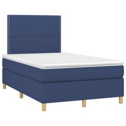 vidaXL Cama box spring con colchón tela azul 120x190 cm