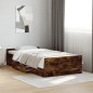 vidaXL Cama con cajones madera de ingeniería roble ahumado 75x190 cm vidaXL Cama con cajones madera de ingeniería roble ahumado 75x190 cm