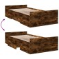 vidaXL Cama con cajones madera de ingeniería roble ahumado 75x190 cm vidaXL Cama con cajones madera de ingeniería roble ahumado 75x190 cm
