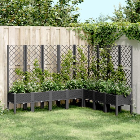 vidaXL Jardinera con enrejado PP negro 200x160x142 cm