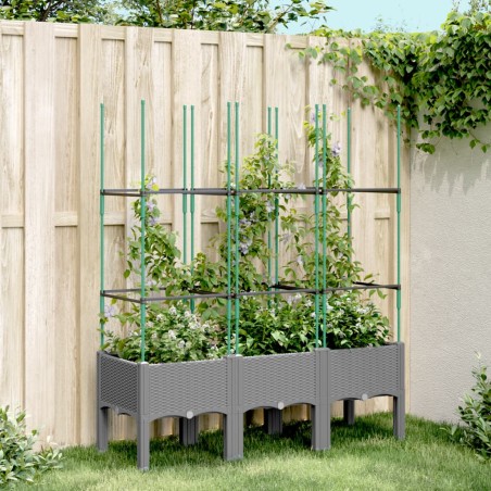 vidaXL Jardinera con enrejado PP gris claro 120x40x142,5 cm