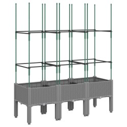 vidaXL Jardinera con enrejado PP gris claro 120x40x142,5 cm