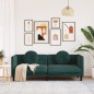 vidaXL Sofá con cojines 3 plazas terciopelo verde oscuro vidaXL Sofá con cojines 3 plazas terciopelo verde oscuro
