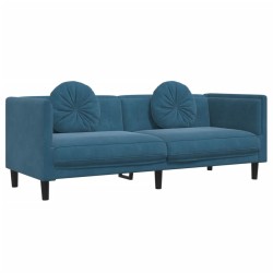 vidaXL Sofá con cojines 3 plazas terciopelo azul