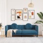 vidaXL Sofá con cojines 3 plazas terciopelo azul vidaXL Sofá con cojines 3 plazas terciopelo azul