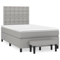 vidaXL Cama box spring con colchón tela gris claro 120x190 cm