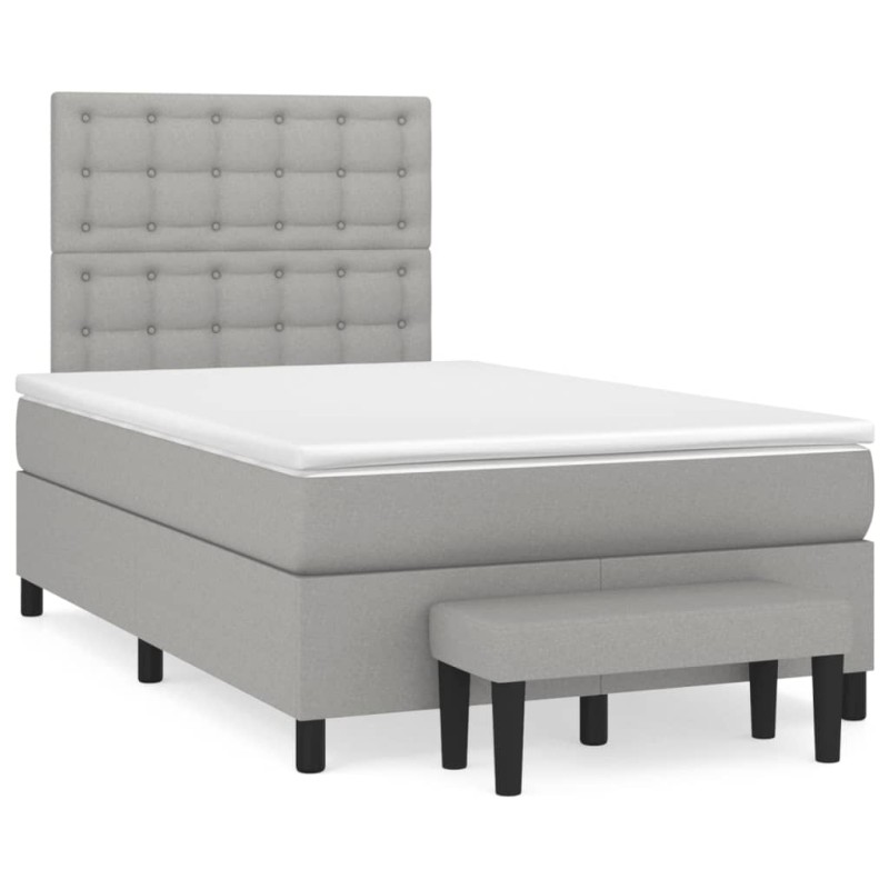 vidaXL Cama box spring con colchón tela gris claro 120x190 cm vidaXL Cama box spring con colchón tela gris claro 120x190 cm