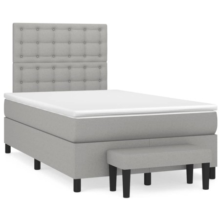 vidaXL Cama box spring con colchón tela gris claro 120x190 cm