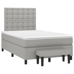 vidaXL Cama box spring con colchón tela gris claro 120x190 cm