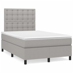vidaXL Cama box spring con colchón y LED tela gris claro 120x190 cm