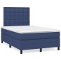 vidaXL Cama box spring con colchón y luces LED tela azul 120x190 cm vidaXL Cama box spring con colchón y luces LED tela azul 120x190 cm