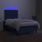 vidaXL Cama box spring con colchón y luces LED tela azul 120x190 cm vidaXL Cama box spring con colchón y luces LED tela azul 120x190 cm